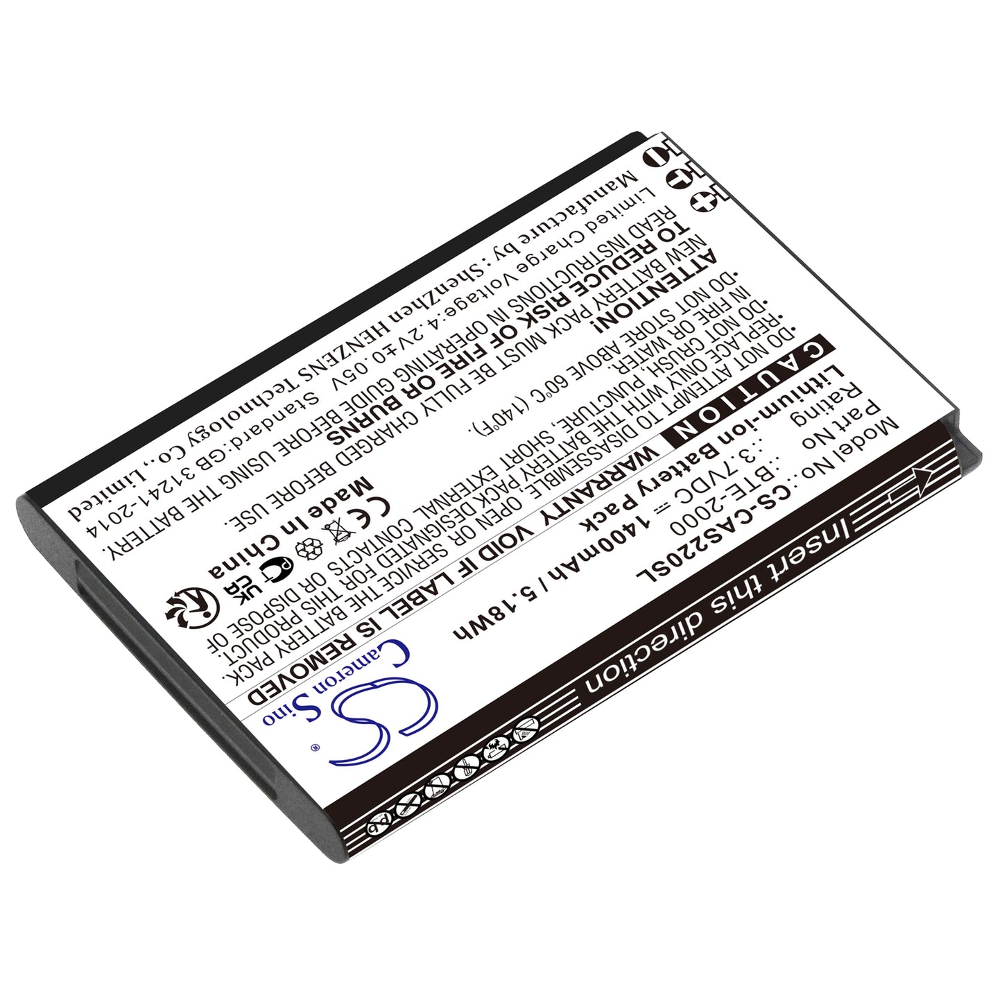 1400mAh BTE-2000 Battery for Caterpillar CAT S22, CAT S22 Flip-SMAVtronics