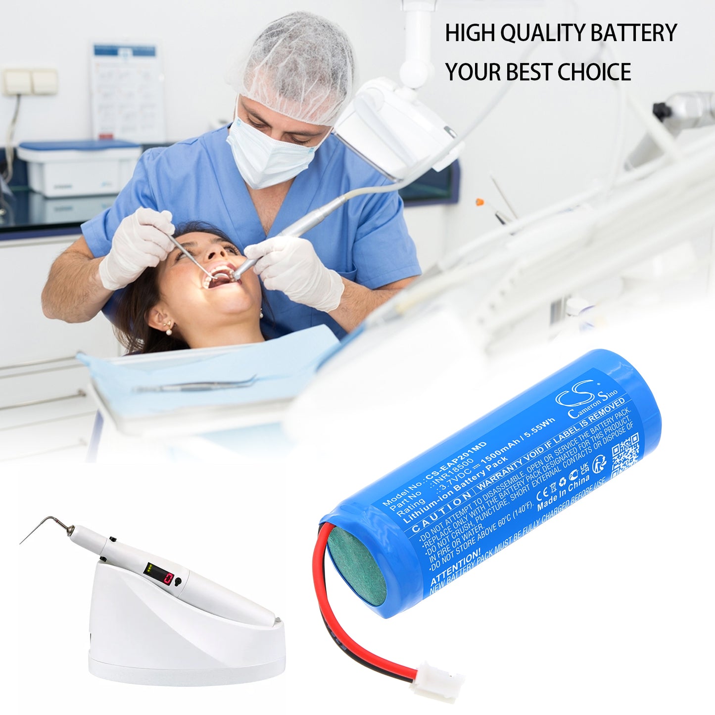 1500mAh INR18500 Battery for Endodontic Alpha II Resident
