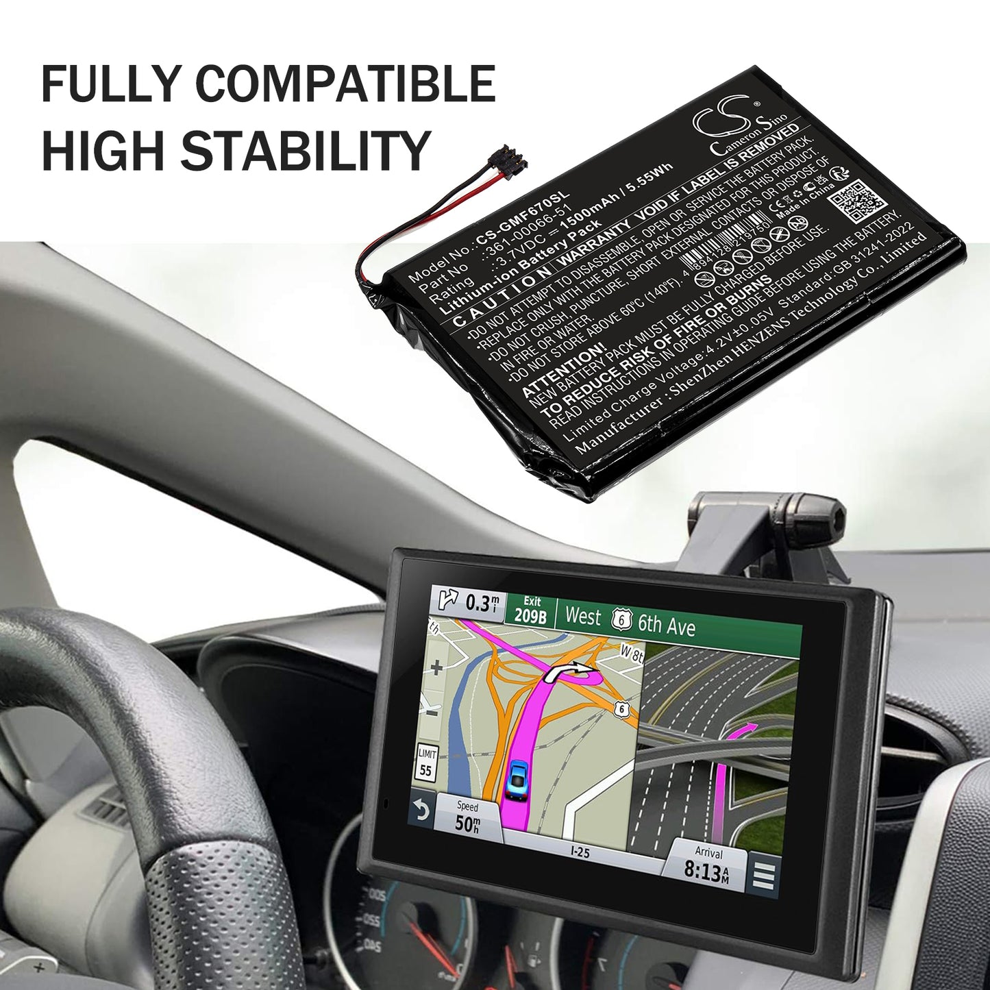 1500mAh 361-00066-51 Battery for Garmin Fleet 670 LM Truck