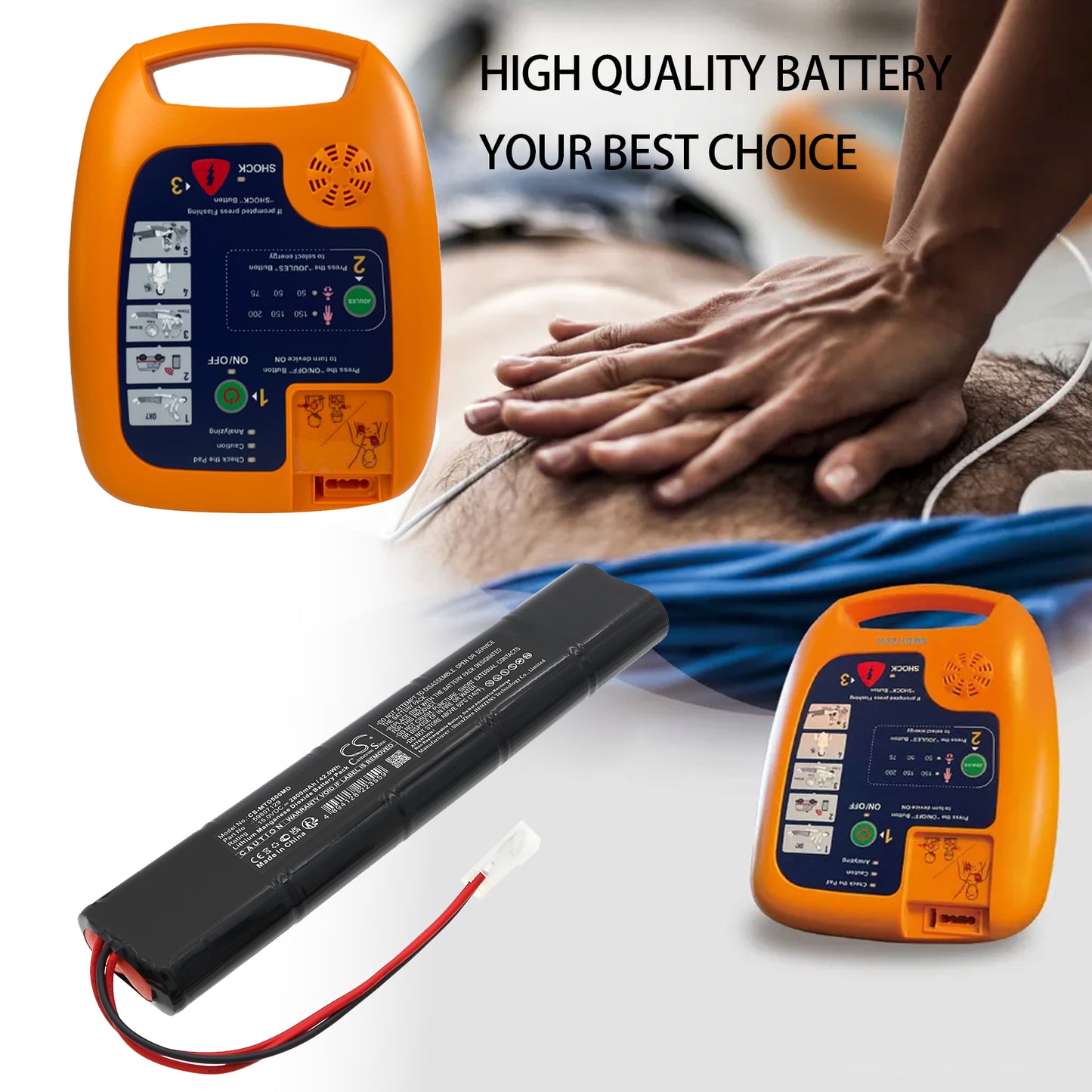 2800mAh 59807129 Battery for Meditech Defi 5S Defi5s Plus, M&B AED 7000 plus