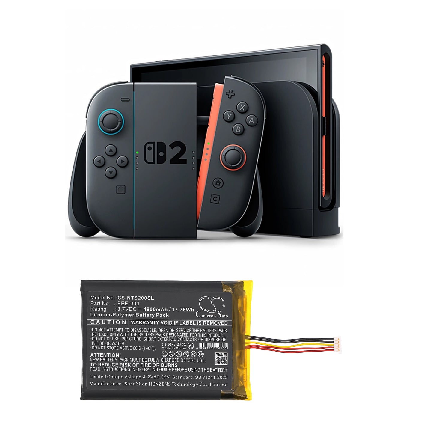 4800mAh BEE-003 Battery for Nintendo BEE 001 BEE-001 Switch 2