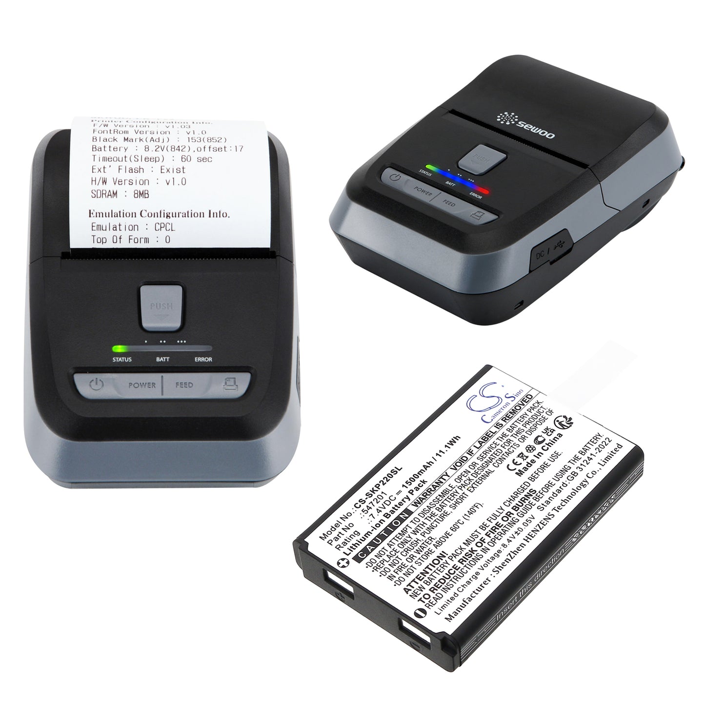 1500mAh 547201 Battery for Sewoo LK-P22, LK-P24