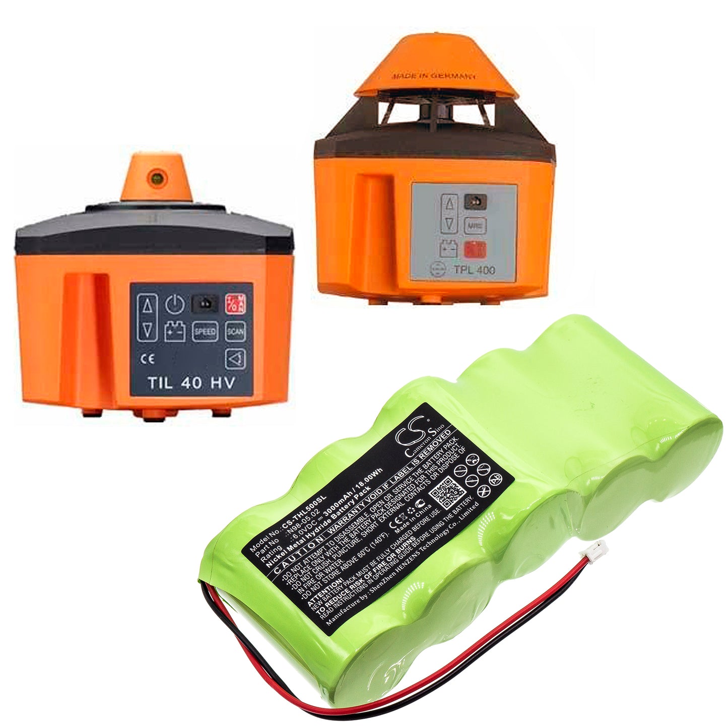 3000mAh 10-07653, N98-05.02 Battery for Theis TIL 40, TIL 40 HV, TPL 400, TPL 50 HV