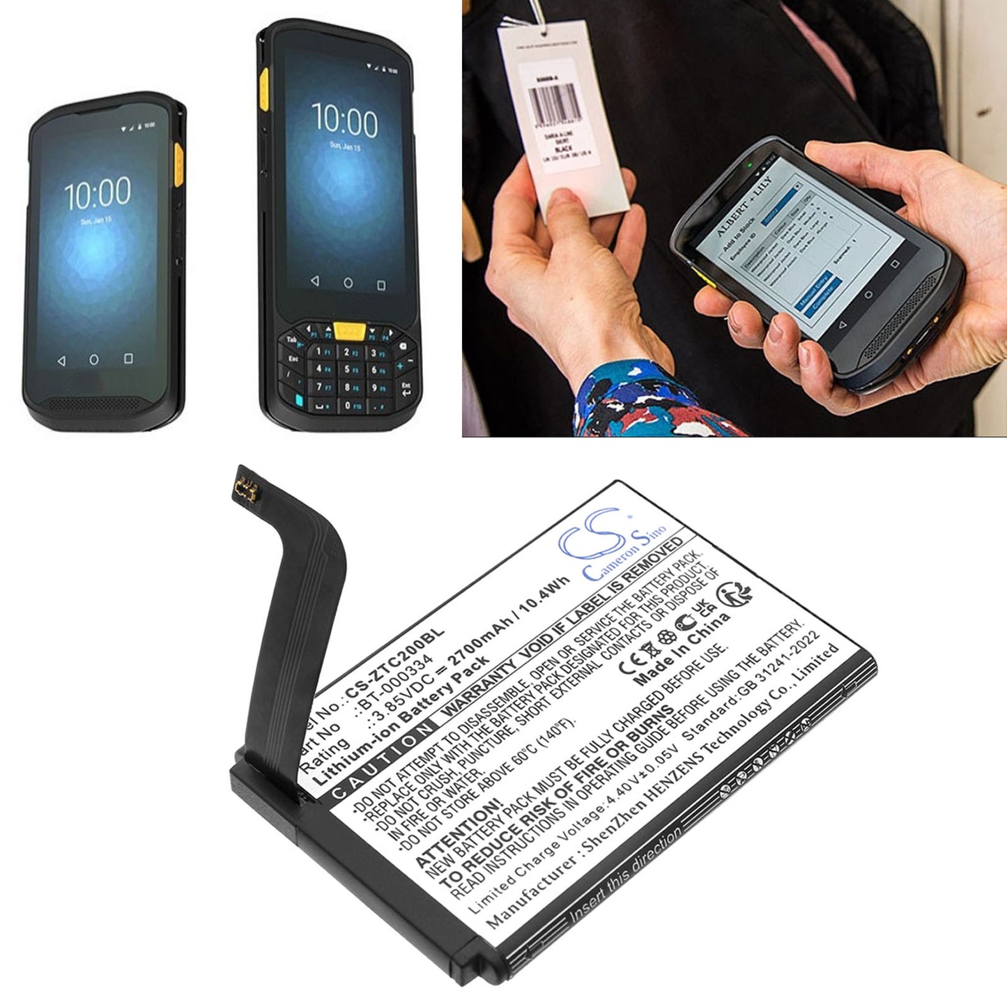 2700mAh BT-000334, BT-000334-1, BTRY-TC2X-INT1-01 Battery for Zebra TC20, TC200J, TC25