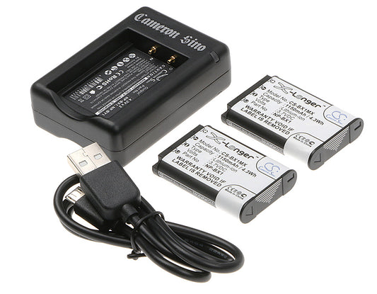 Bundle - 2 x 1150mAh Battery, Charger for Sony HDR-GWP88V, HDR-GWP88VB, HDR-GWP88VE, HDR-MV1, POV HD Action Camera, RML-VR1, Cyber-shot DSC-HX50-SMAVtronics