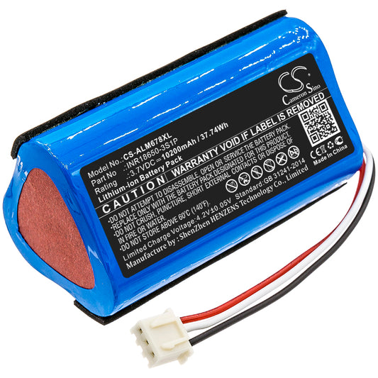 10200mAh INR18650-3S1P High Capacity Battery for Altec Lansing iMW678-BLK, iMW678-BLU, Omni Jacket-SMAVtronics