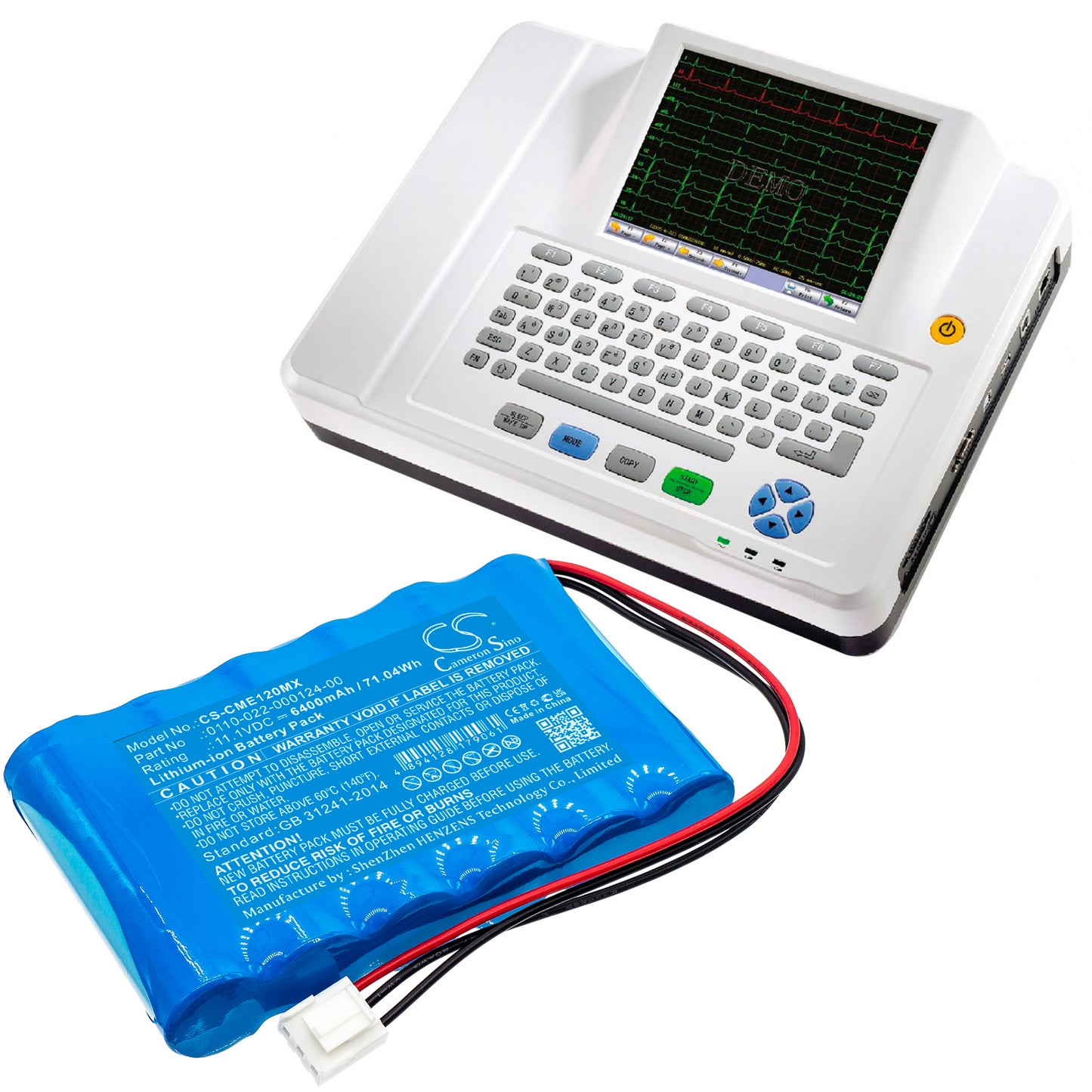6400mAh 0110-022-000124-00 Battery for Comen CM-1200A ECG-SMAVtronics
