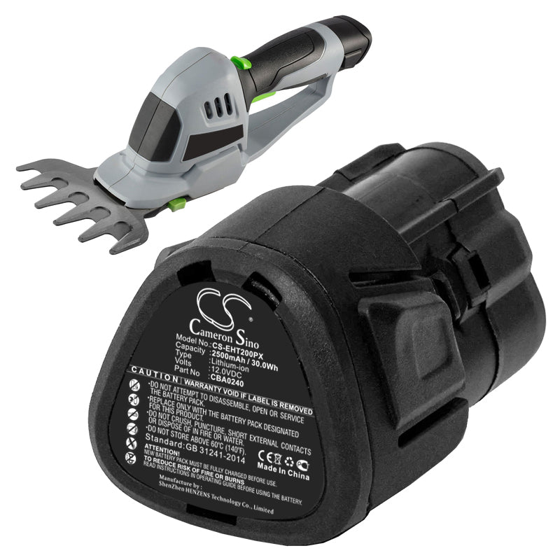 2.5Ah 12V CBA0240 High Capacity Battery for EGO CHT2001E Grass Shears Cordless Shrub-SMAVtronics