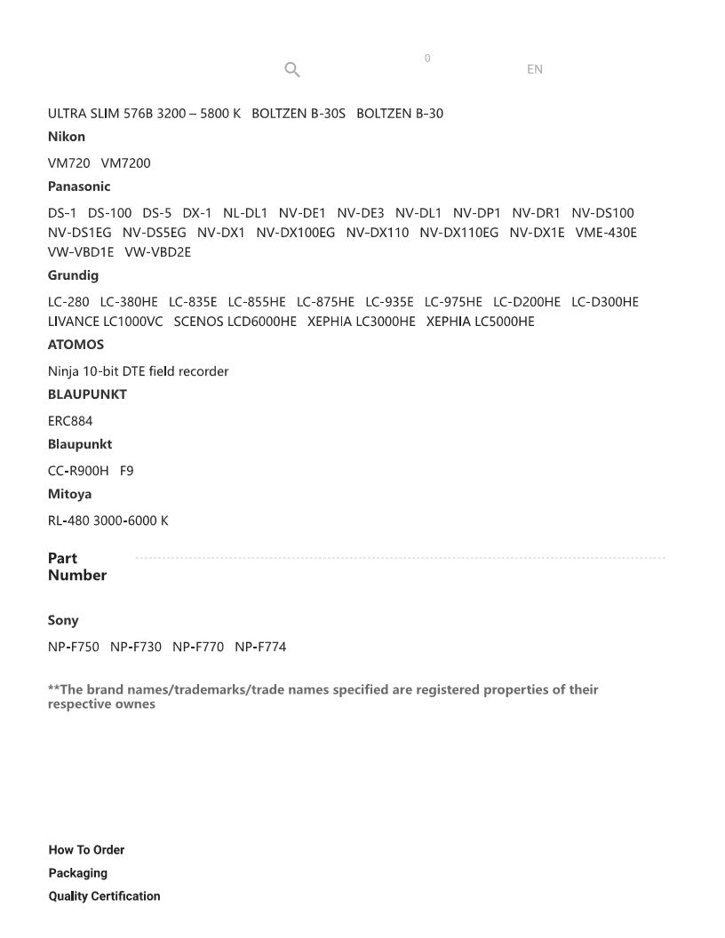 4400mAh Battery for Sony NP-F750, NP-F730, NP-F770, NP-F774-SMAVtronics