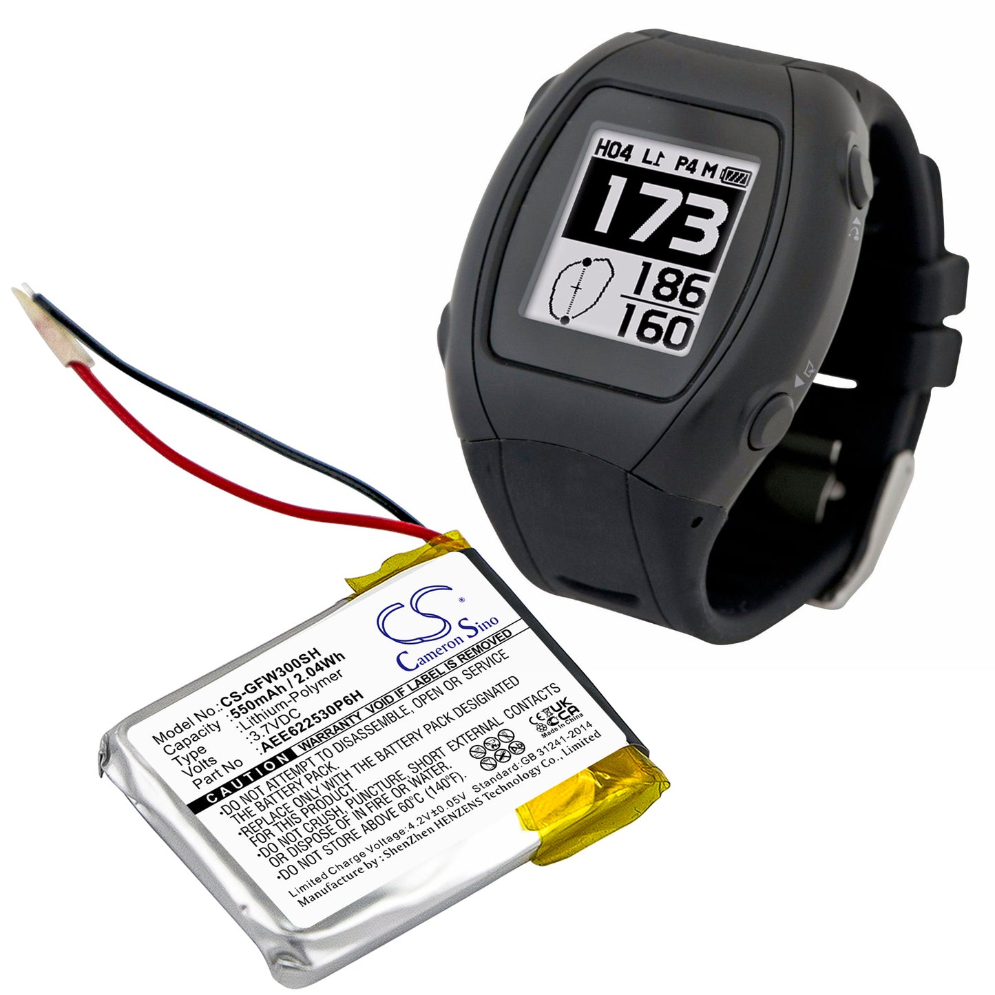 550mAh AEE622530P6H Battery for Golf Buddy WT3 GPS Watch-SMAVtronics