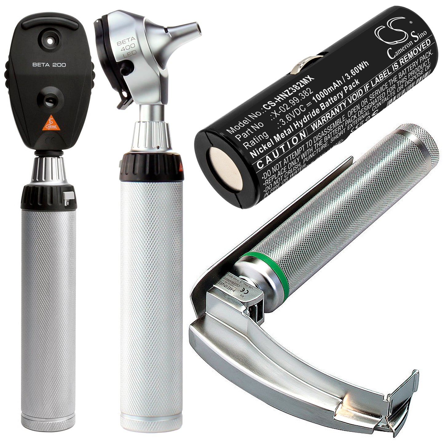 1000mAh BATT/110904-A1, X-02.99.380, X-02.99.382 Battery for Heine Ophthalmoscope Beta 200, Beta 200s, Short F.O. Laryngoscope Handle-SMAVtronics