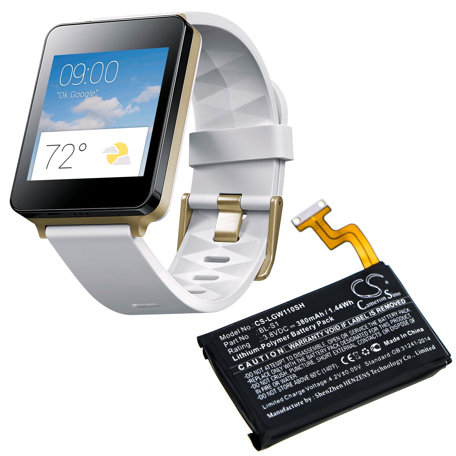 380mAh BL-S1 Battery for LG G Watch W100-SMAVtronics