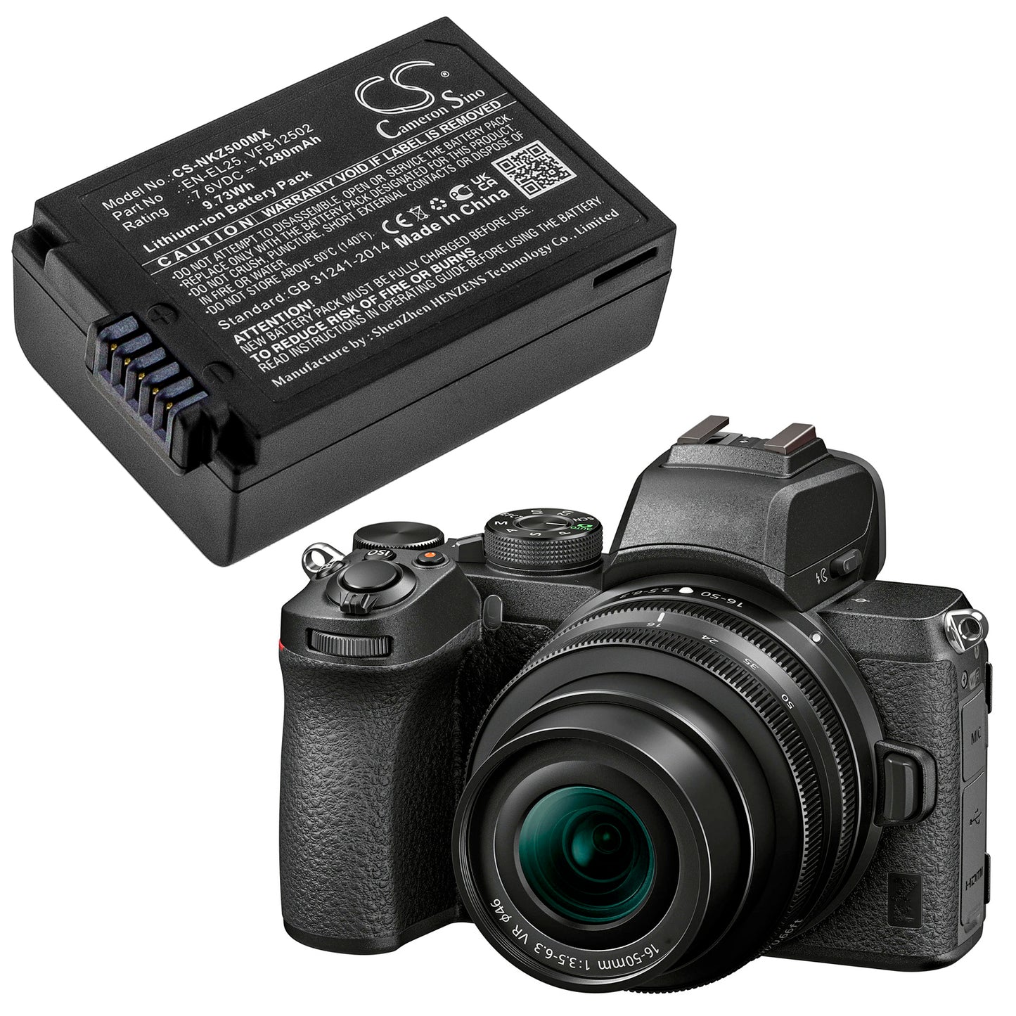 1280mAh EN-EL25, VFB12502 Battery for Nikon Z50, Z50 ZFC, Z30, Z FC Mirrorless-SMAVtronics