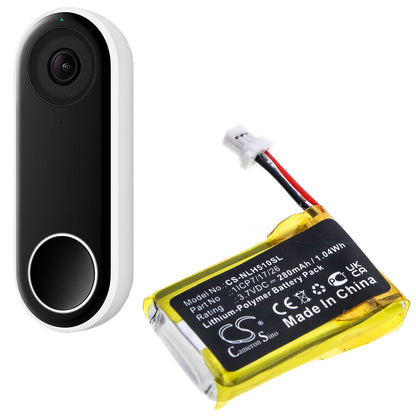 280mAh 1ICP7/17/26 Battery for Nest Hello NC5100US C1241290 Video Doorbell Wired-SMAVtronics