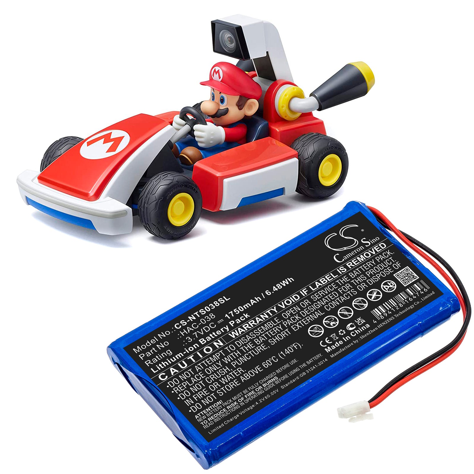 1750mAh HAC-038 Battery for Nintendo Home Circuit Mario Kart Live-SMAVtronics