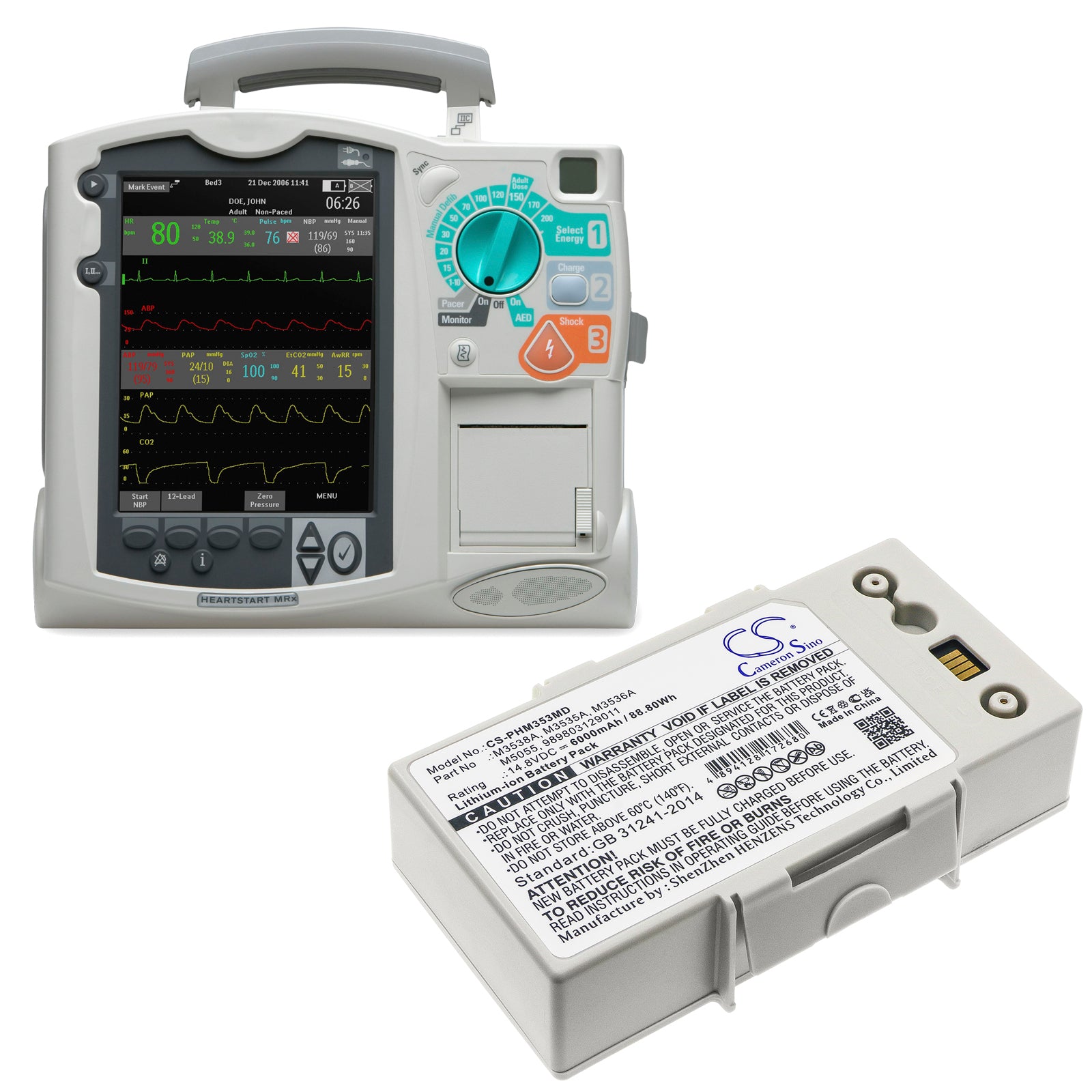 6000mAh M3538A, M3536A, M3535A, 989803129011, M5055 Battery for Philips Defibrillator Heartstart MRx Laerdal Monitor-SMAVtronics