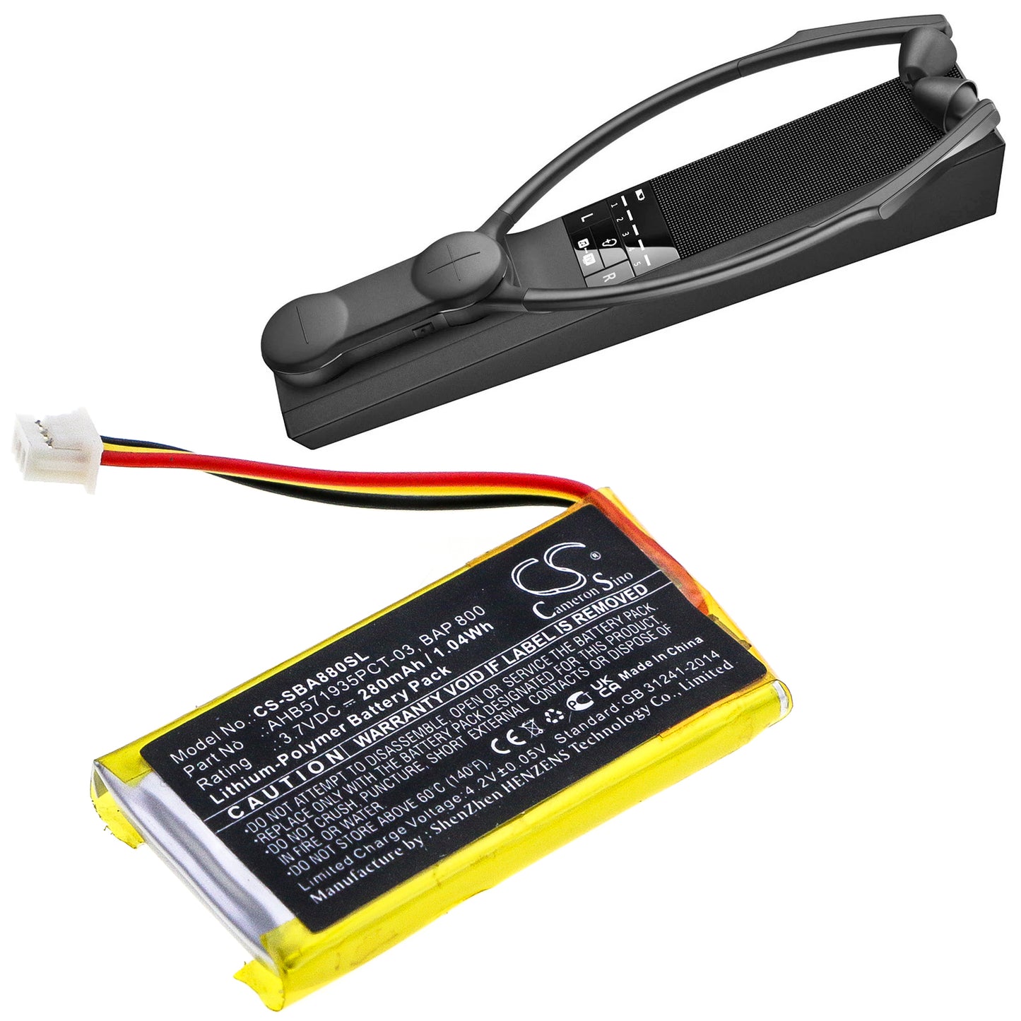 280mAh AHB571935PCT-03, BAP 800, CP-SN800 Battery for Sennheiser Flex 5000, Set 880, RS 5000-SMAVtronics