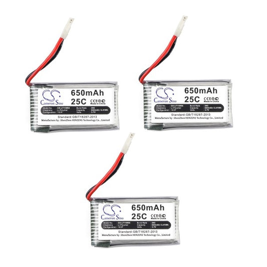 3Pcs Bundle - 650mAh H107C-A24 Battery for Hubsan H107 H107C H107D H107D Mini H107L X4 H107L JXD385-SMAVtronics