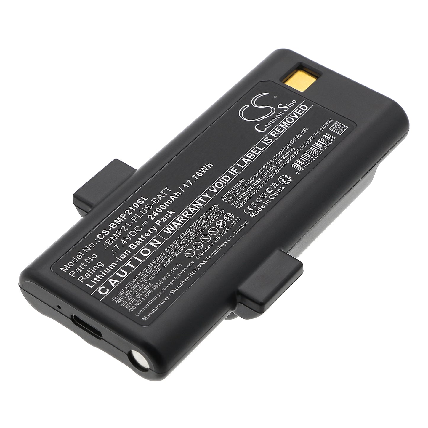 2400mAh 170420, BMP21-PLUS-BATT, G6120161 Battery for Brady M210, M210-Lab, BMP21 Plus, BMP21-Lab