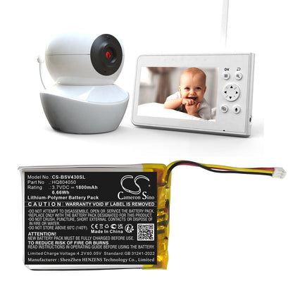 1800mAh HQ804050 Battery for Babysense V43 Video Baby Monitor