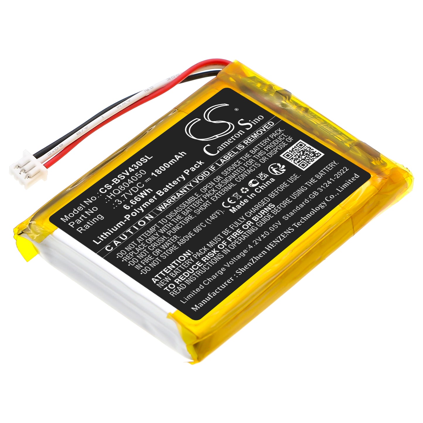 1800mAh HQ804050 Battery for Babysense V43 Video Baby Monitor