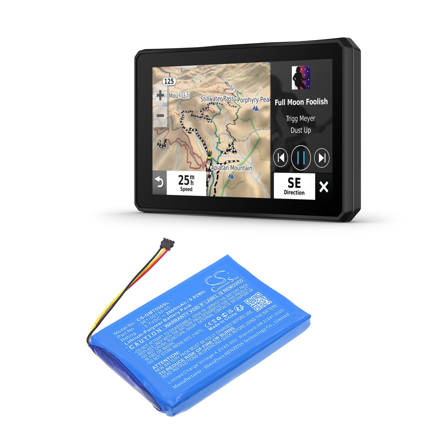 2600mAh 361-00133-00 Battery for Garmin Tread 5.5, Zumo XT