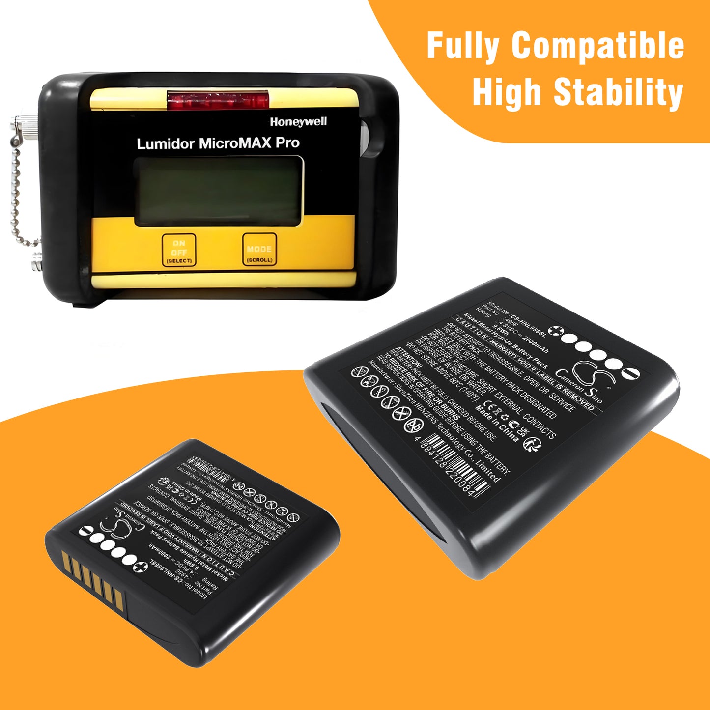 2000mAh 4956, MPRO-BPR Battery for Honeywell Lumidor Micromax Plus, Micromax Pro