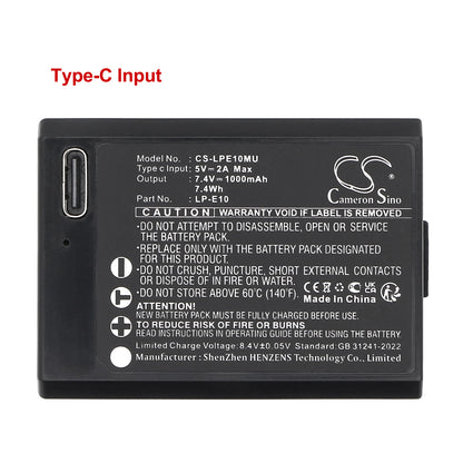 1000mAh LP-E10 Battery for Canon DS126291, DS126491, DS126621, EOS 1100D, 1200D, 1300D, 4000D, KISS X50, X70, X90, REBEL T3, T5, 1300D T6, T6, iGuide IMS-5