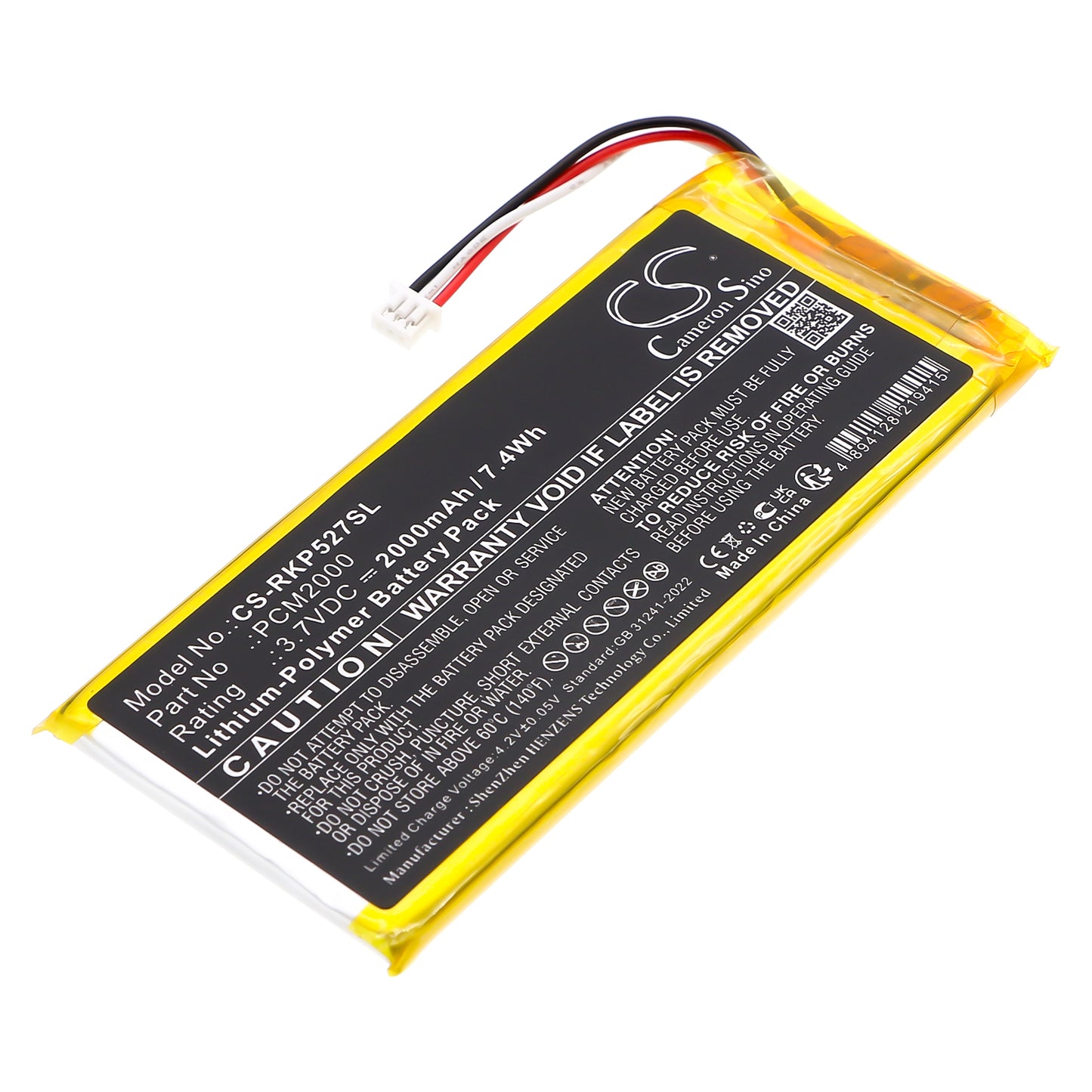 2000mAh PCM2000, PT464085 Battery for Ring 5AT2S7 Alarm Keypad