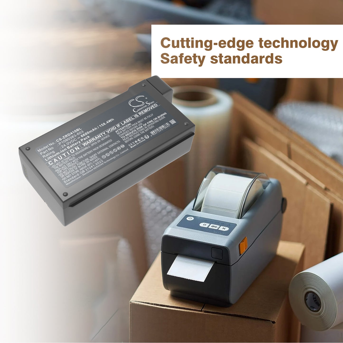 6600mAh P1080383-603 Battery for Zebra ZD410, ZD411, ZD420, ZD421, ZD611, ZD620, ZD621