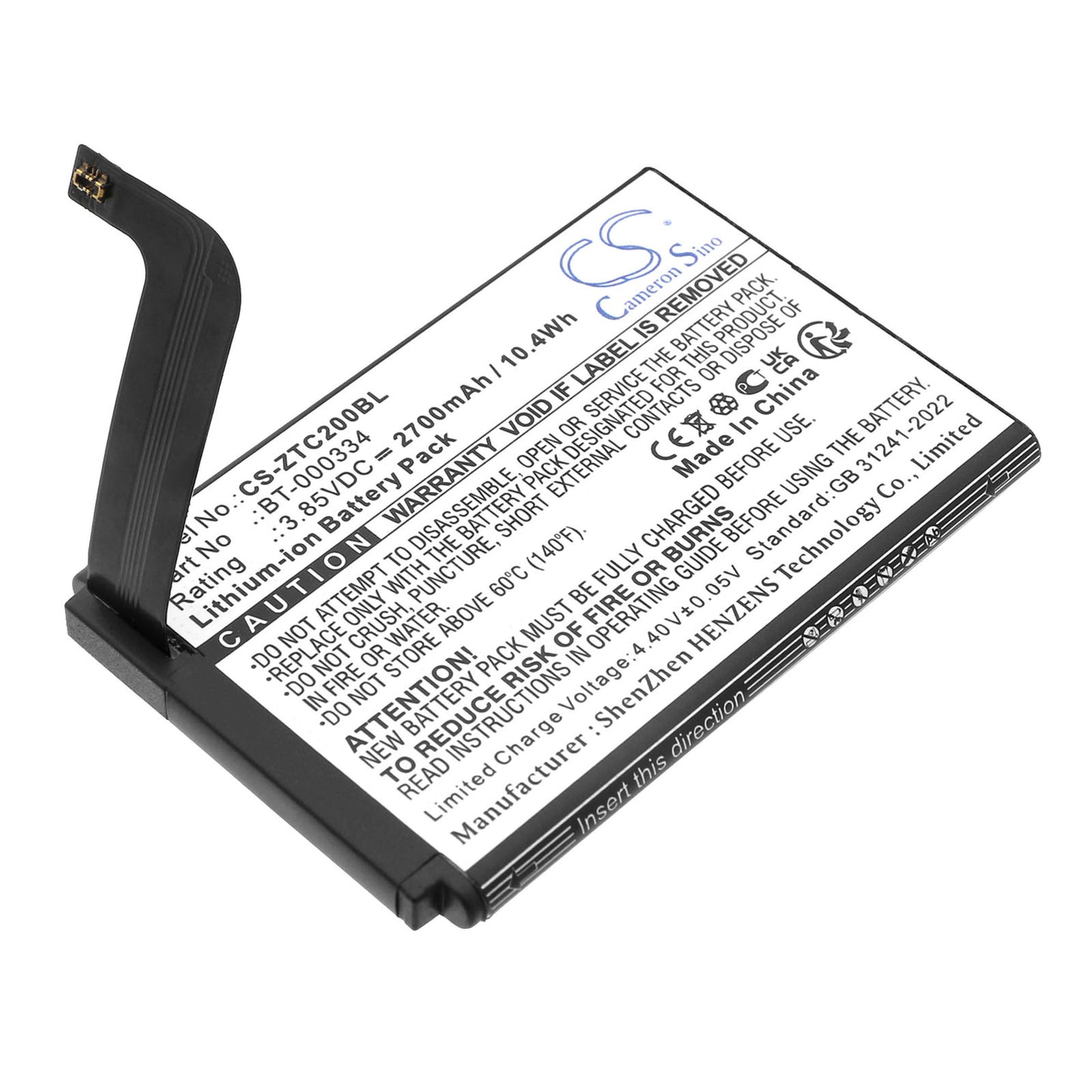 2700mAh BT-000334, BT-000334-1, BTRY-TC2X-INT1-01 Battery for Zebra TC20, TC200J, TC25