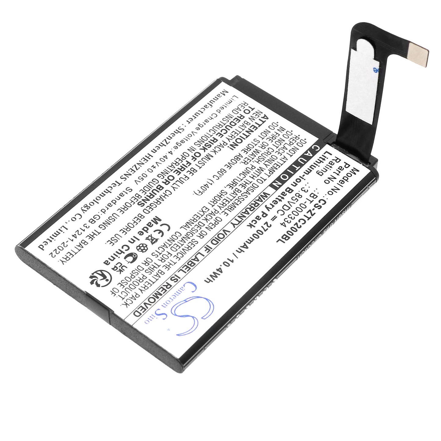 2700mAh BT-000334, BT-000334-1, BTRY-TC2X-INT1-01 Battery for Zebra TC20, TC200J, TC25