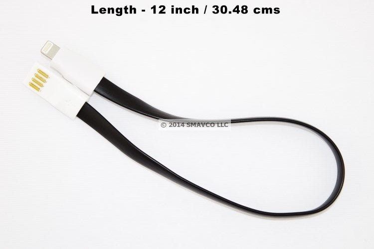 1 x Black 12in (0.3M) Short Lightning to USB Cable for Apple iPhone 11, iPhone 12, iPhone SE, iPhone 13, iPhone 13 Pro, iPad mini, iPad Air-SMAVtronics