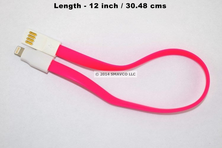 1 x Pink 12in (0.3M) Short Lightning to USB Cable for Apple iPhone 11, iPhone 12, iPhone SE, iPhone 13, iPhone 13 Pro, iPad mini, iPad Air-SMAVtronics