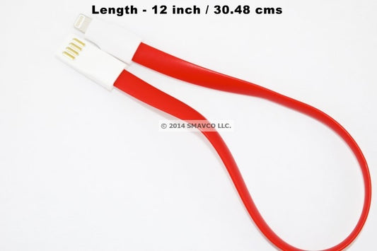 1 x Red 12in (0.3M) Short Lightning to USB Cable for Apple iPhone 11, iPhone 12, iPhone SE, iPhone 13, iPhone 13 Pro, iPad mini, iPad Air-SMAVtronics