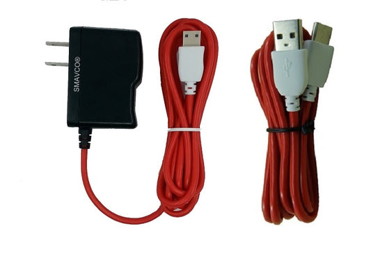 smavco Bundle AC to DC Wall Travel Home Power Charger Adapter and Red Data Sync USB Cable for NABi Jr and NABi XD Tablets, both 6.5 Feet (2 Meter) long (Red)-SMAVtronics