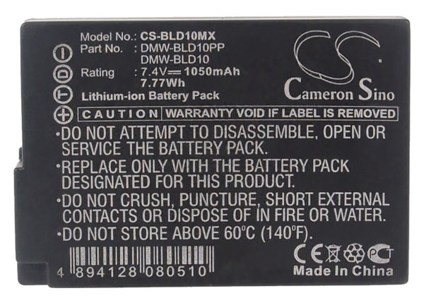 1050mAh DMW-BLD10 Battery for Panasonic Lumix DMC-GF2WEB, Lumix DMC-GF2WGK, Lumix DMC-GF2WK