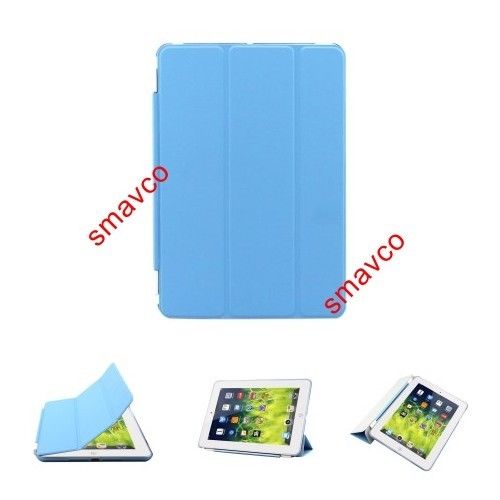 Blue - 2 in 1 Apple New iPad Mini 3 (3rd Generation), iPad Mini 2 with Retina Display Slim Magnetic Smart Cover + Back Hard Case