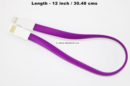 2 x Purple 12in (0.3M) Short Lightning to USB Cable for Apple iPhone 11, iPhone 12, iPhone SE, iPhone 13, iPhone 13 Pro, iPad mini, iPad Air-SMAVtronics