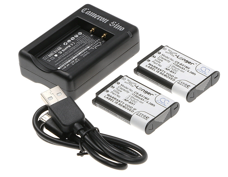 Bundle - 2 x 1150mAh Battery, Charger for Sony HDR-AS100, HDR-AS100V, HDRAS100V/W, HDR-AS100VR, HDR-AS15, HDRAS15B-SMAVtronics