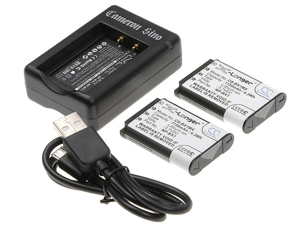 Bundle - 2 x 1150mAh Battery, Charger for Sony HDR-GWP88V, HDR-GWP88VB, HDR-GWP88VE, HDR-MV1, POV HD Action Camera, RML-VR1, Cyber-shot DSC-HX50
