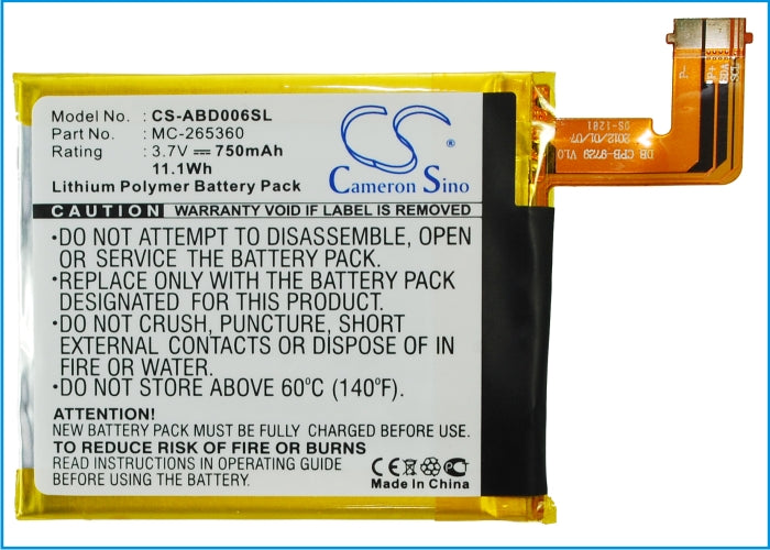 Replacement MC-265360 Battery for Amazon Kindle 6, D01100-SMAVtronics