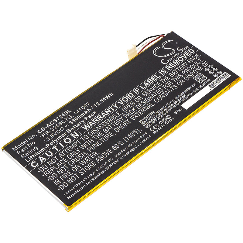 3300mAh 141007, KT.0010N.001, PR-3258C7G Battery Acer A1-724 Iconia Talk S-SMAVtronics