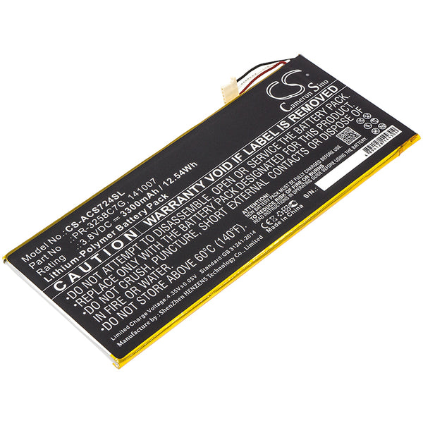 3300mAh 141007, KT.0010N.001, PR-3258C7G Battery Acer A1-724 Iconia Talk S