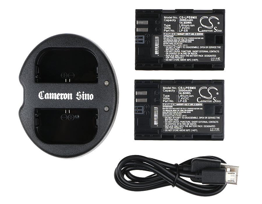 Bundle - Charger + 2 x 2000mAh LC-E6, LC-E6E, LP-E6, LP-E6N Battery for Canon EOS 5D Mark II, EOS 5D Mark III, EOS 7D Mark II-SMAVtronics