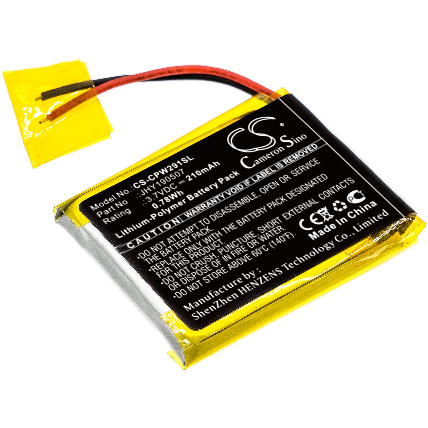 210mAh JHY190507 Battery for Compustar 2W901R-SS-SMAVtronics