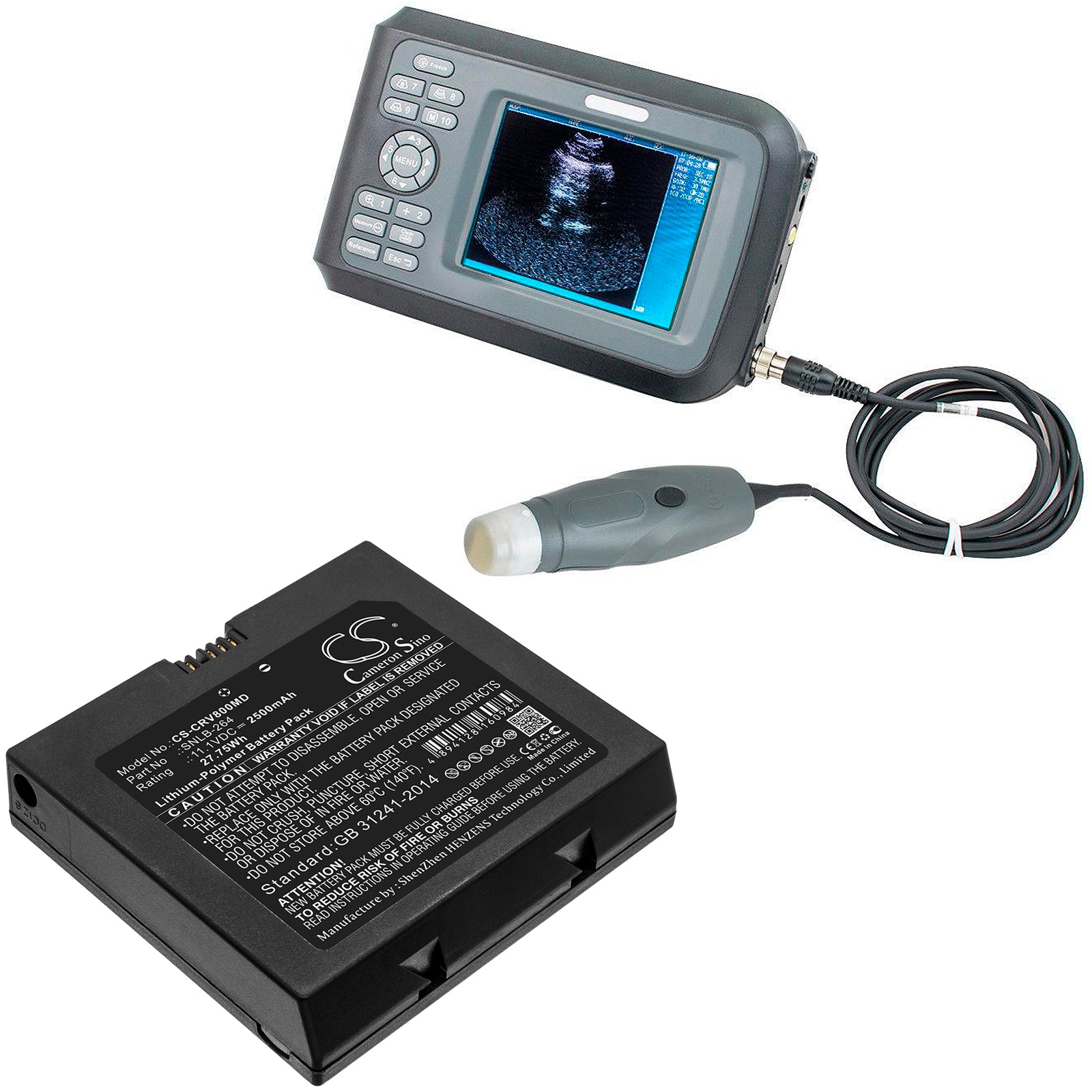 2500mAh SNLB-264 Battery for Carejoy V7, V8, H8 Handheld Portable Ultrasound Scanner-SMAVtronics