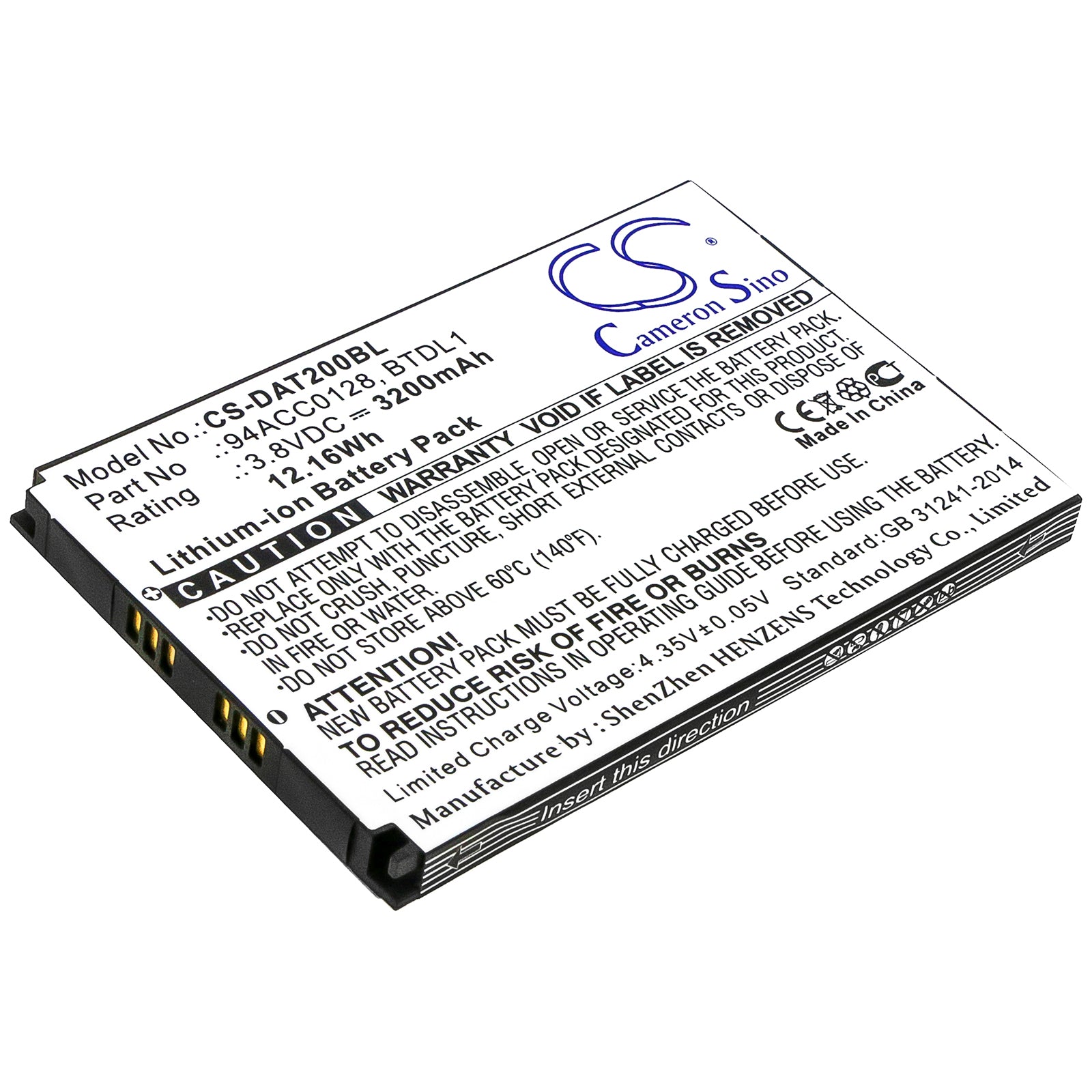 3200mAh 3H21-00000491, 94ACC0128, BTDL1 Battery for Datalogic Axist, DL-Axist-SMAVtronics