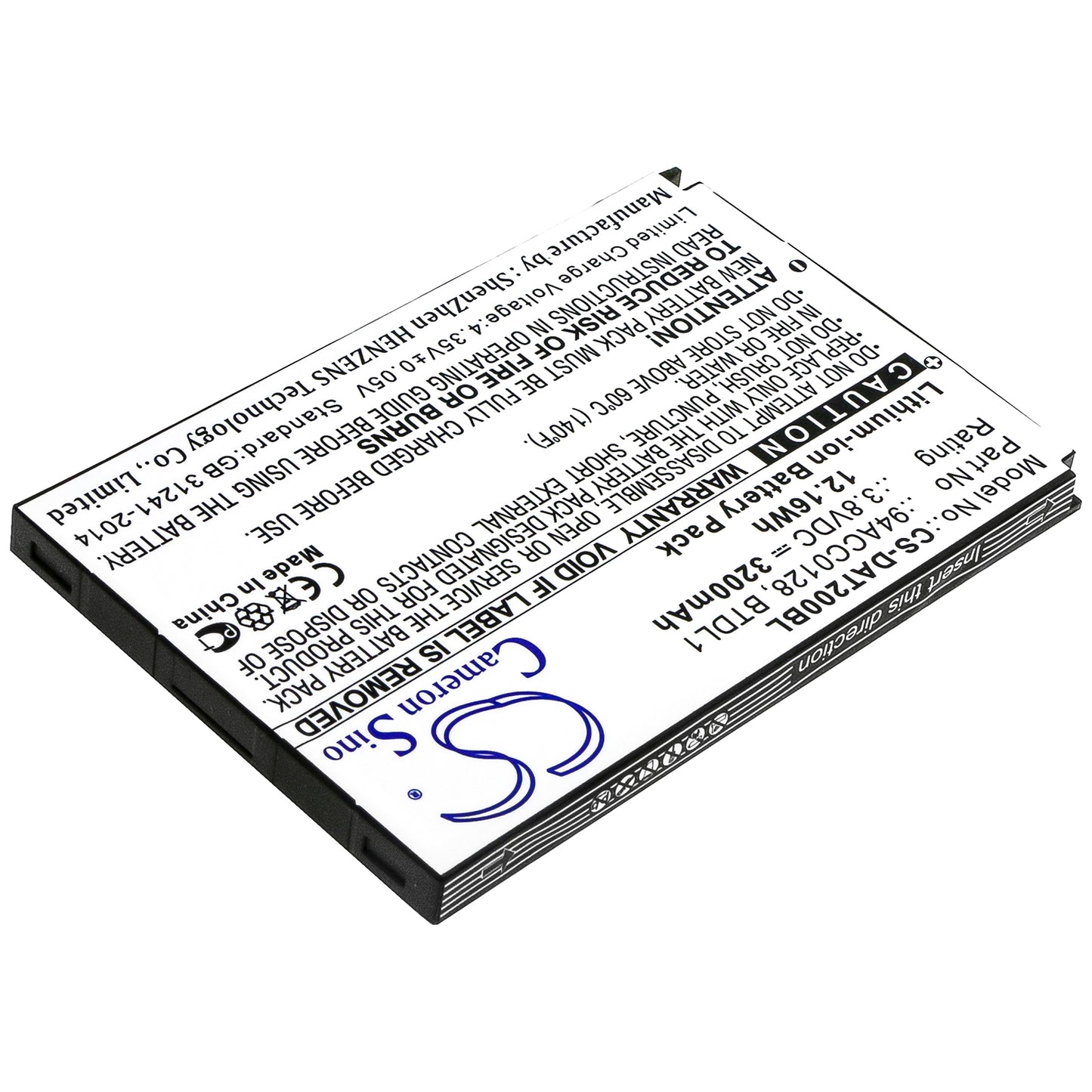 3200mAh 3H21-00000491, 94ACC0128, BTDL1 Battery for Datalogic Axist, DL-Axist-SMAVtronics