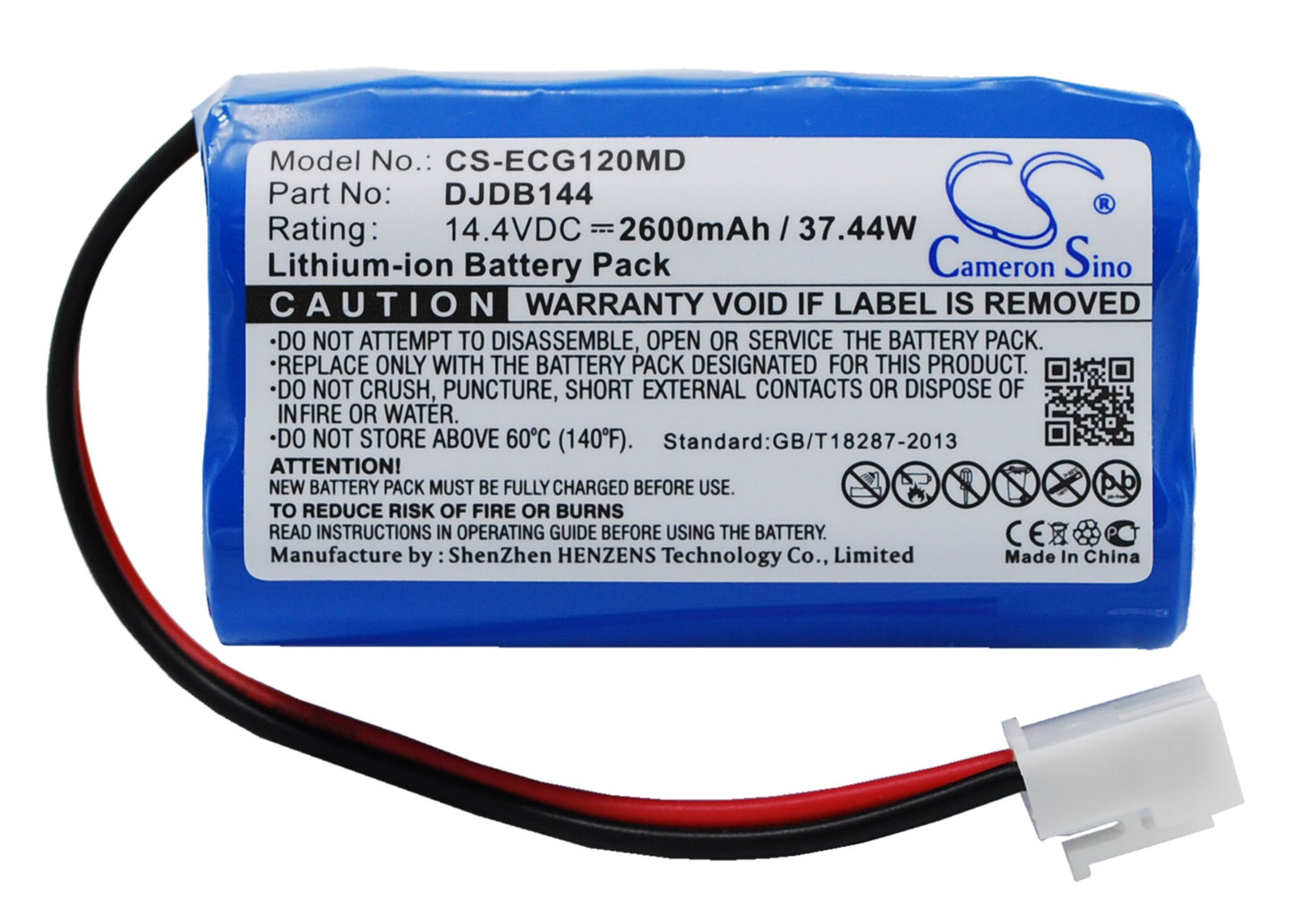 2600mAh DJDB144 Battery CMICS DJDB, DJDB1200, ECG-11D, DONGJIANG ECG-1220-SMAVtronics